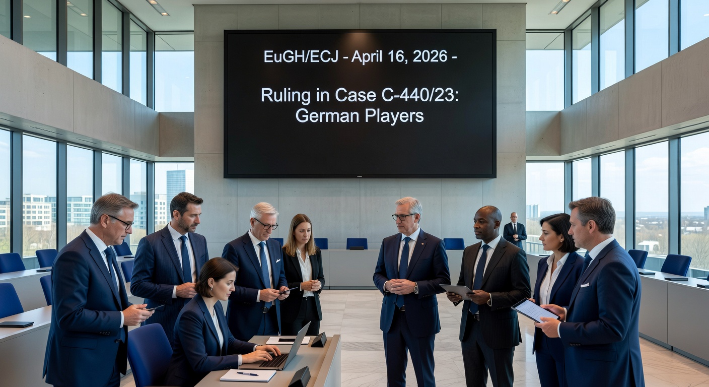 Deutsche Spieler am Laptop mit Online-Casino-Seite im Hintergrund und EuGH-Urteilstext auf dem Bildschirm